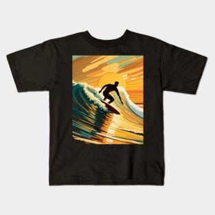 Vintage sunset surfing Kids T-Shirt